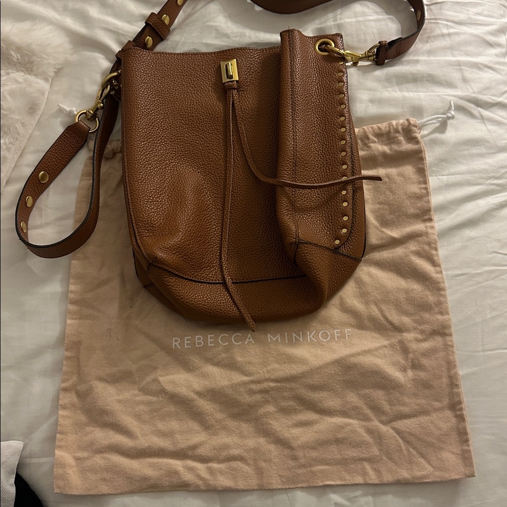 Rebecca Minkoff Darren Caramello Leather Studded Shoulder Bag